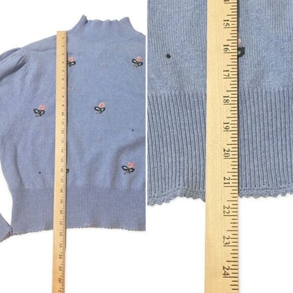 NWT Something Navy Embroidered Mock Neck Sweater, Blue, Size L - Picture 14 of 15